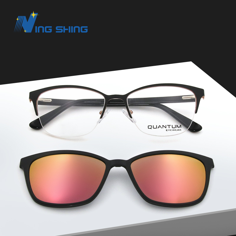 NingShing new arrival metal half rim optical frames sunglasses magnetic Clip On frame eyewear eyeglasses