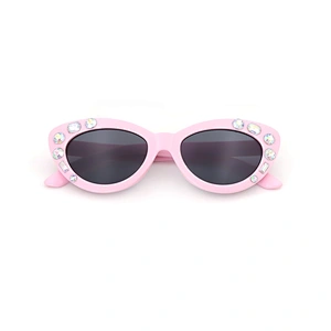 Hot Selling Brand Kid Uv Protection Cat Eye Sunglasses with Rhinestones