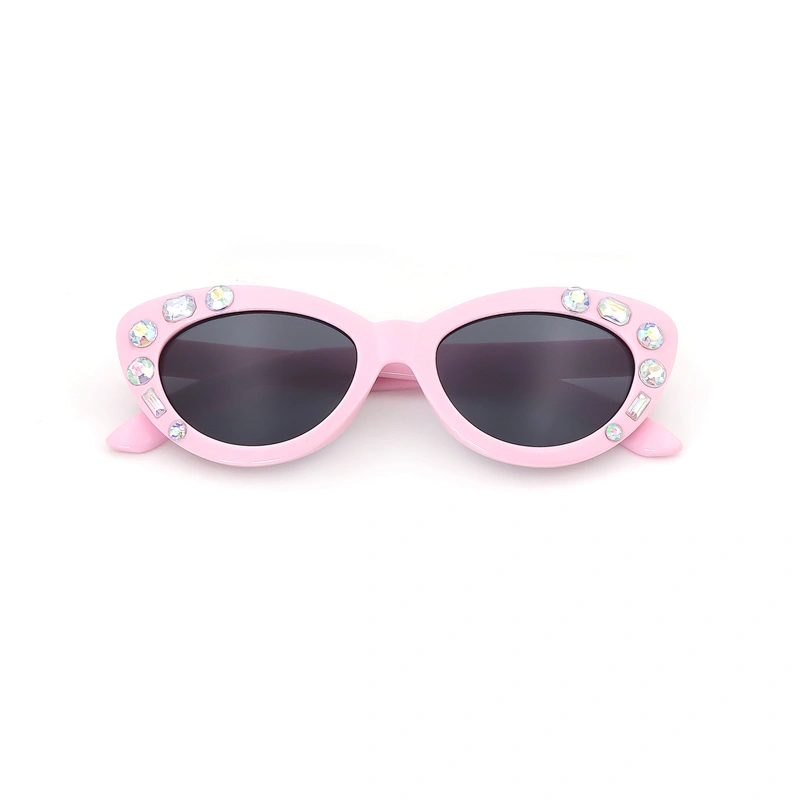 Hot Selling Brand Kid Uv Protection Cat Eye Sunglasses with Rhinestones