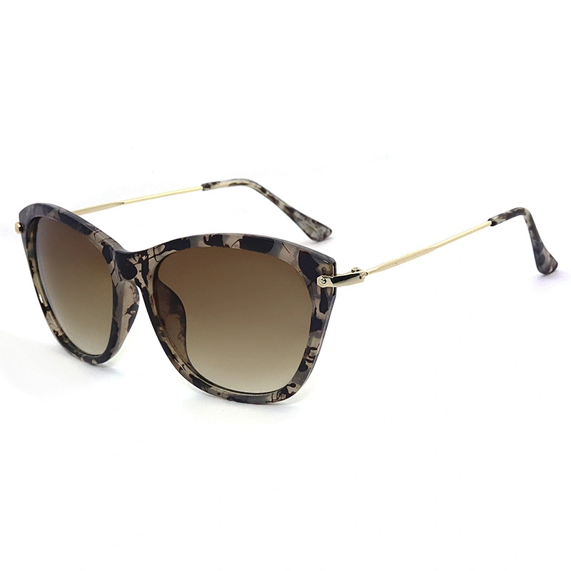2020 New arrival eyewear eyeglasses Fashion Ladies frames Sunglass plastic & brass frame and coated brown lens