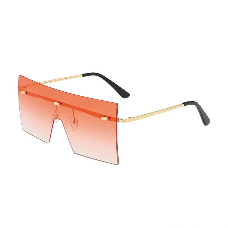 New rimless conjoined sunglasses cross - border European and American fashion sunglasses big frame square sunglasses female