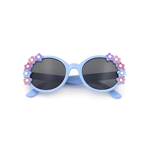Cute Kids Retro Round Flower Toddler Uv-filter Plastic Frame Eye Sunglasses