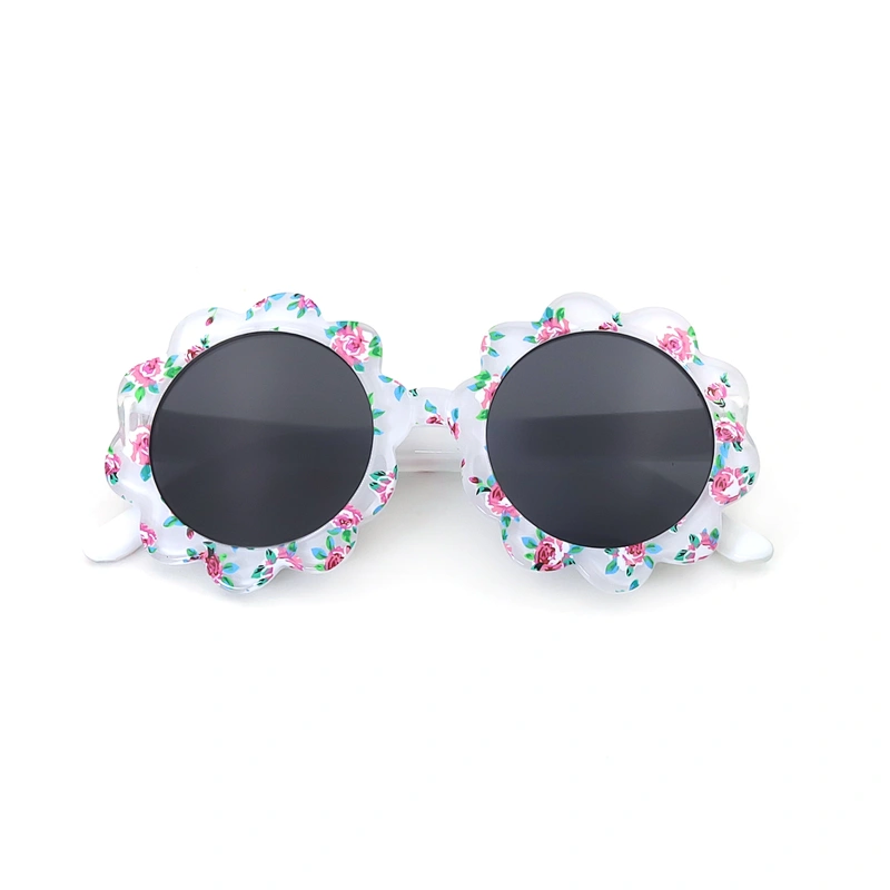 Custom Logo Kids Plastic Round Flower Toddler Uv Sun Glasses Sunglasses