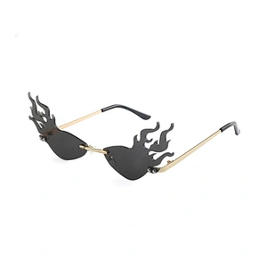 New flame sunglasses fashion trend shade lens men and women metal rimless sunglasses European and American glasses