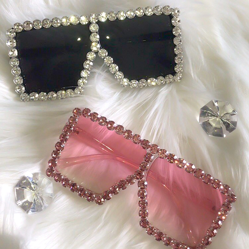 2020New American wind big square diamond colored sunglasses hot style fashion sunglasses for women