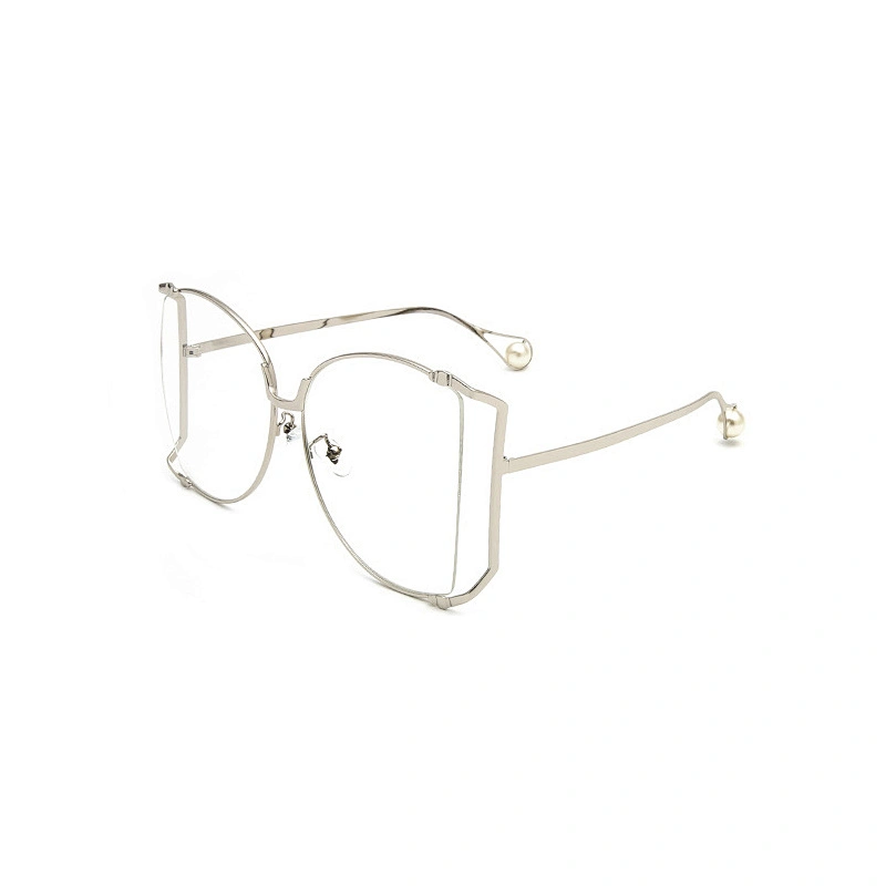New fashion exaggerated large frame pearl sunglasses ladies fashion sunglasses dazzle color metal holloway glasses wholesale