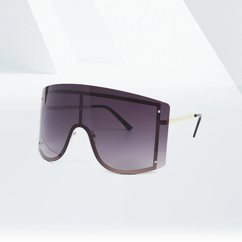 New rimless conjoined sunglasses cross - border European and American fashion sunglasses big frame square sunglasses female