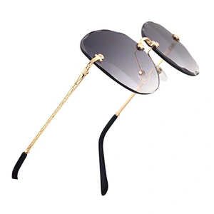 Wholesale Luxurious Trendy Gold Circle Circle Retro Square Metal Frame Sunglasses