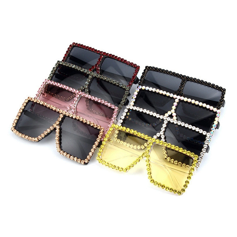 2020New American wind big square diamond colored sunglasses hot style fashion sunglasses for women