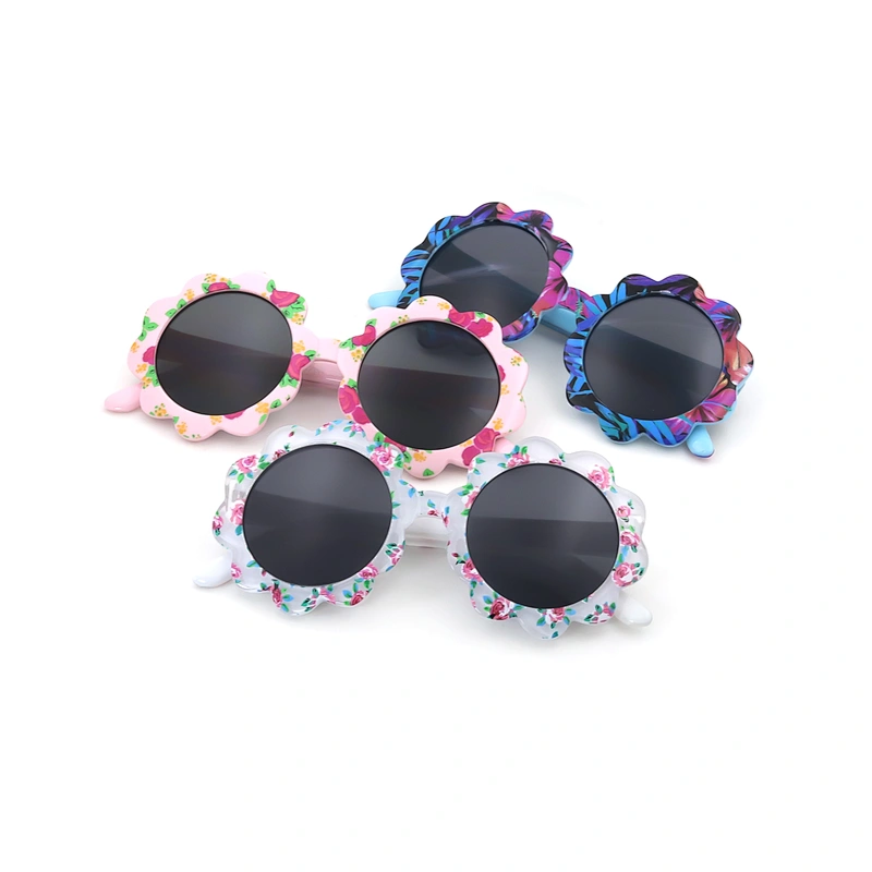 Fashion Round Cute Plastic Flower UV Eye Protection Sunglasses for Kids