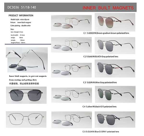polarized magnetic clip-on optical frame