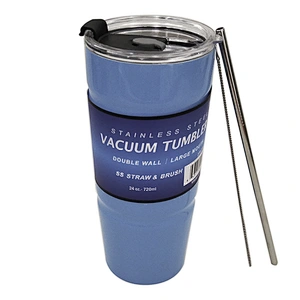 24oz Stainless Steel Hot Cold Tumbler Car Cup with Stainless Steel Straw