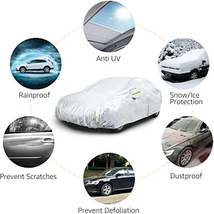 MaxEnergy Silver Weatherproof Car Cover - PEVA with Cotton, Sedans up to 225