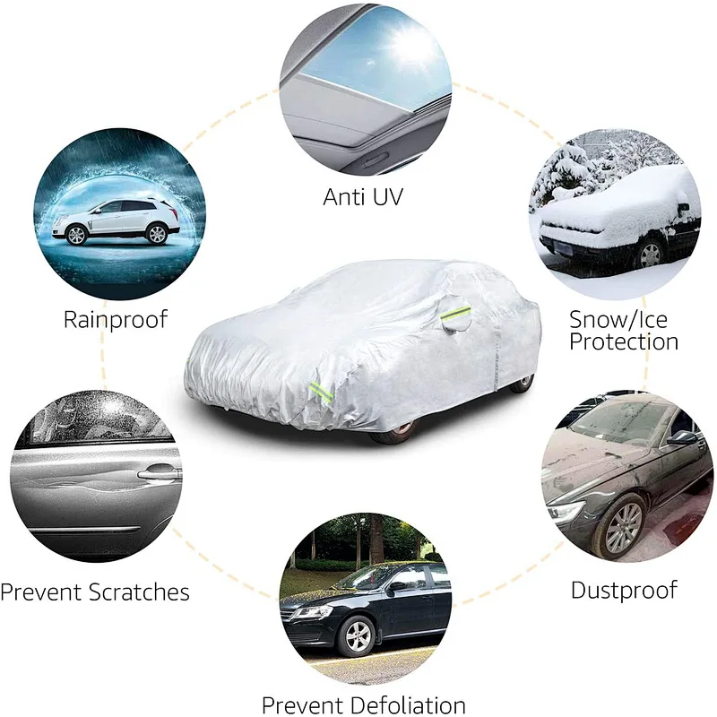 MaxEnergy Silver Weatherproof Car Cover - PEVA with Cotton, Sedans up to 225