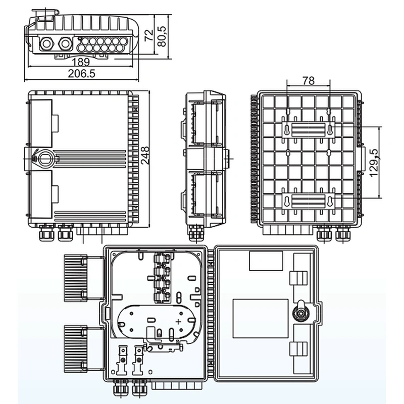 Outdoor fiber optic distribution box            12 cores