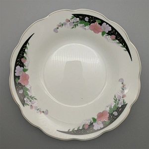 Porcelain Soup plate cut edge with decals