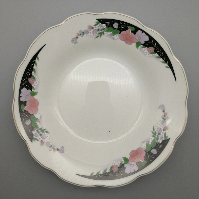 Porcelain Soup plate cut edge with decals