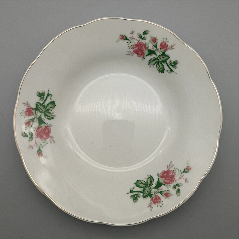 Porcelain Soup plate cut edge with decals