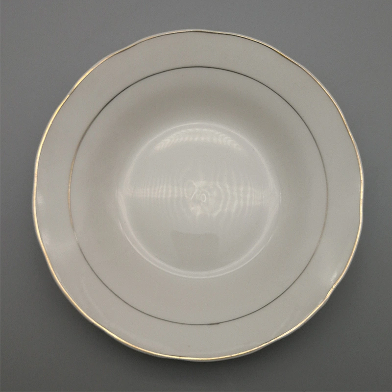 Porcelain Soup plate cut edge with decals