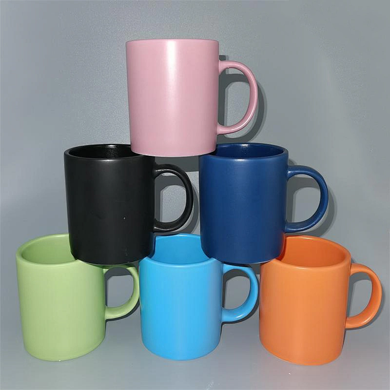Matte color glazed straight shape mug