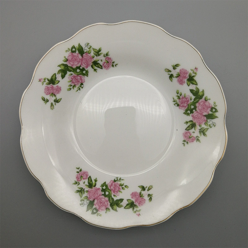Porcelain Soup plate cut edge with decals