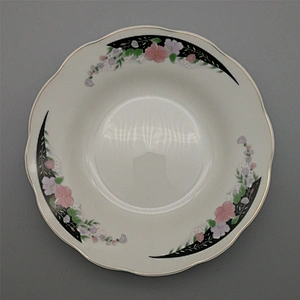 Porcelain Soup plate cut edge with decals