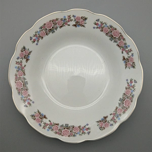 Porcelain Soup plate cut edge with decals