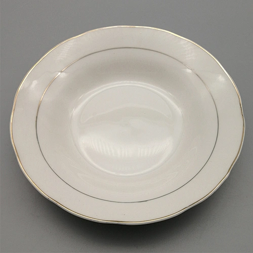Porcelain Soup plate cut edge with decals