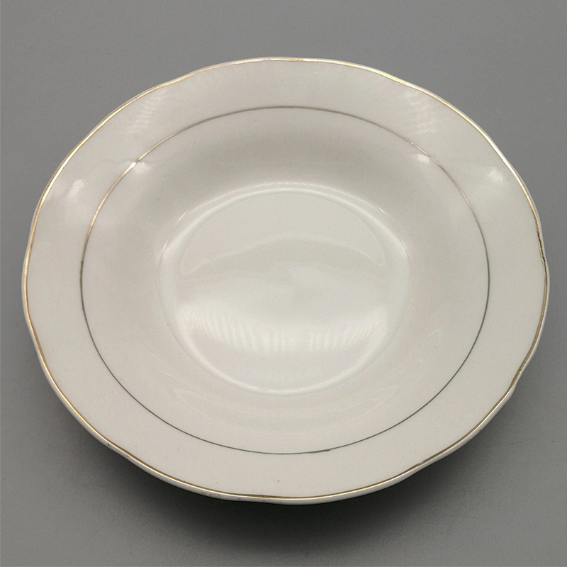 Porcelain Soup plate cut edge with decals