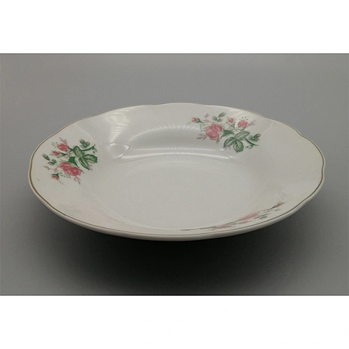 Porcelain Soup plate cut edge with decals