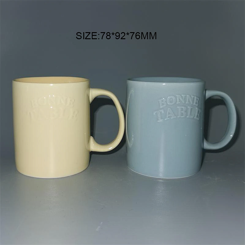 Embossed color glaze straight shape mug