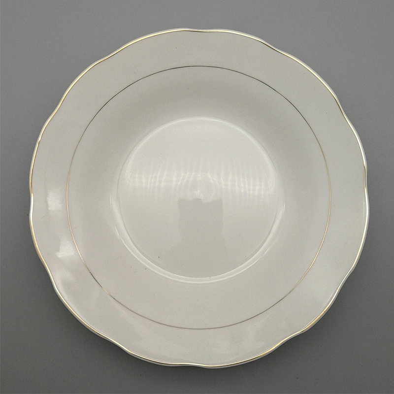 Porcelain Soup plate cut edge with decals