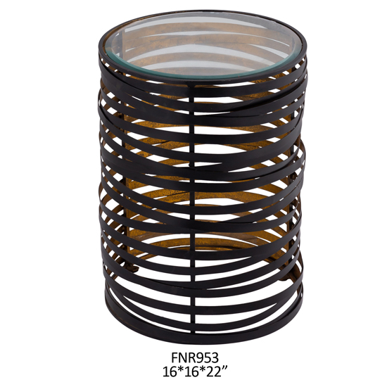 Black & Gold Ring Accent Table