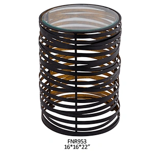 Black & Gold Ring Accent Table