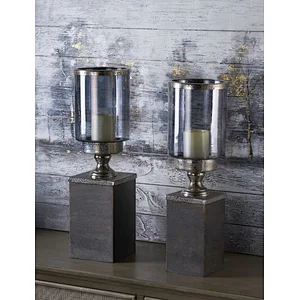 Glass Smoked Grey Candlestick