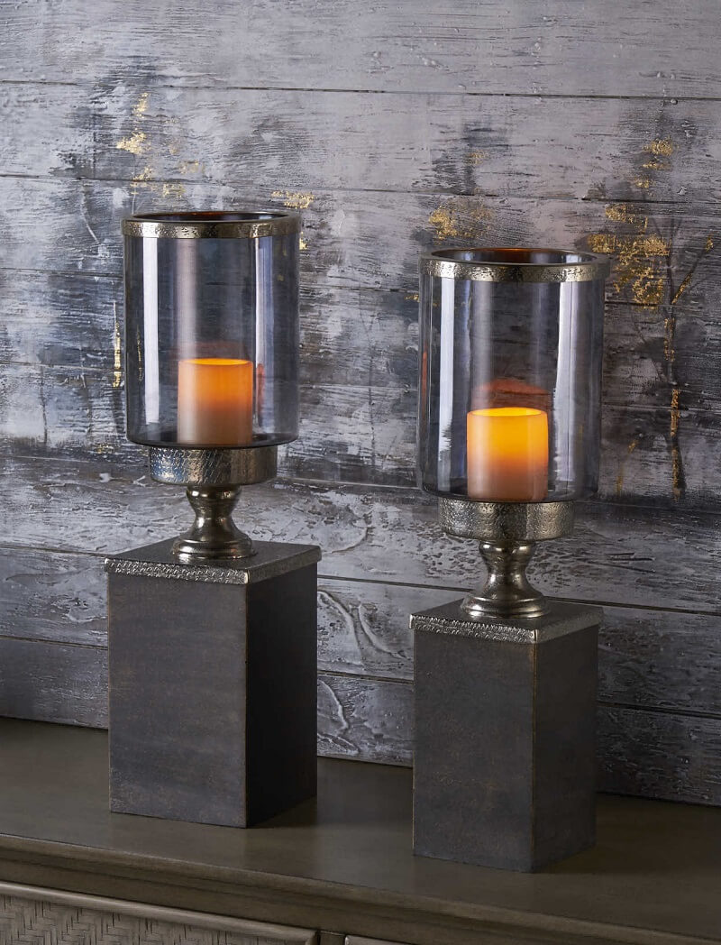 Glass Smoked Grey Candlestick