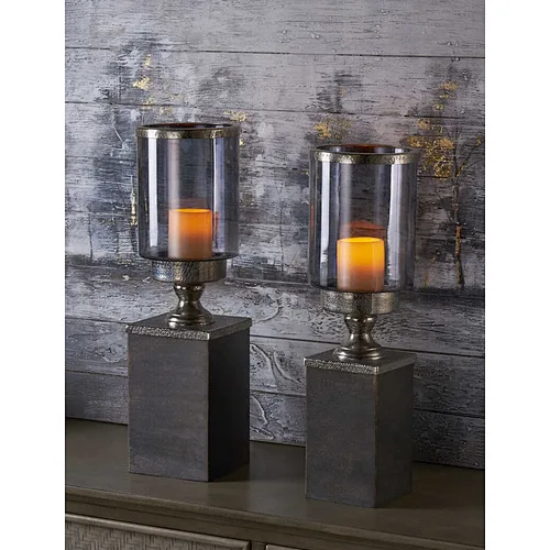 Glass Smoked Grey Candlestick