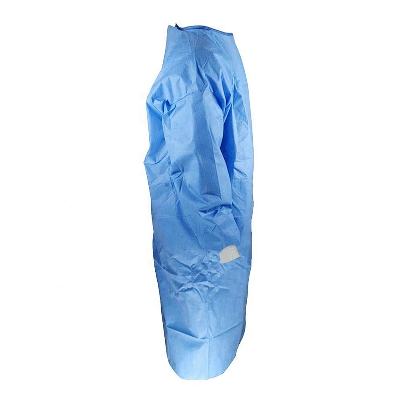 Disposable Medical Sterile Blue Surgical Gown With Knitted Cuff