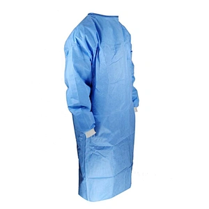 Disposable Medical Sterile Blue Surgical Gown With Knitted Cuff