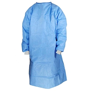 Disposable Medical Sterile Blue Surgical Gown With Knitted Cuff