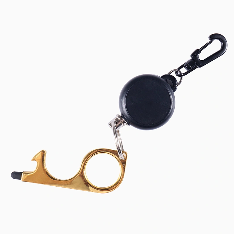Factory Supplier No Touch Door Opener Stylus Keychain No contact Contactless EDC Door Opener With Badge Reel