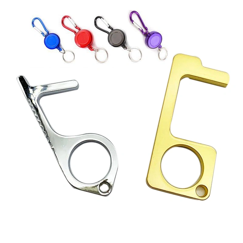 Non Contact ATM Button Contactless Door Opener Keychain Tool With Retractor