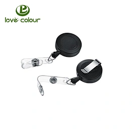 Custom Black Identification Round Badge Reel with Belt Clip