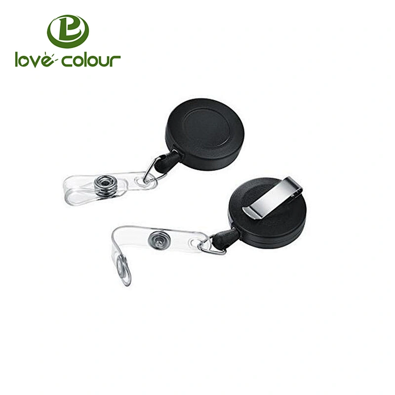 Custom Black Identification Round Badge Reel with Belt Clip