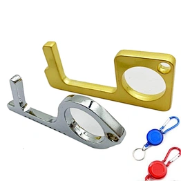 Contactless Zinc Alloy No-touch Door Openers Keychain Tool with Badge Reels