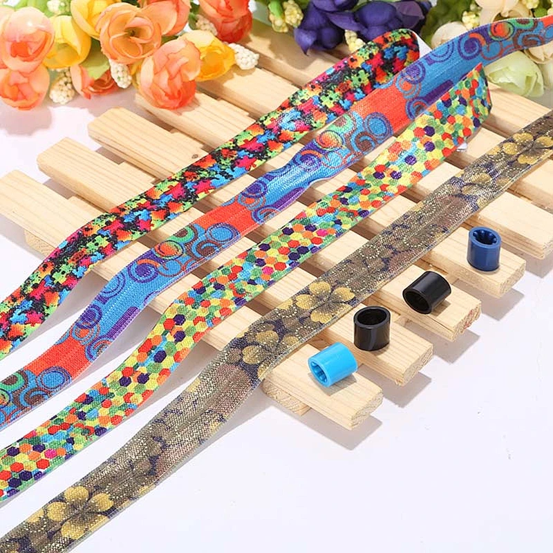 High quality custom printing fold over elastic ribbon