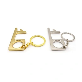 Multifunctional Non Contact Door Opener Gadget Key Chain Zinc Alloy Metal Keychain Tool