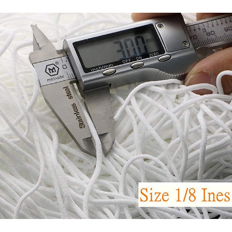 2,3, 4, 5, 6, 8, 10, 12mm Elastic White Cord Earloop Elastic Rope Elastic Cord