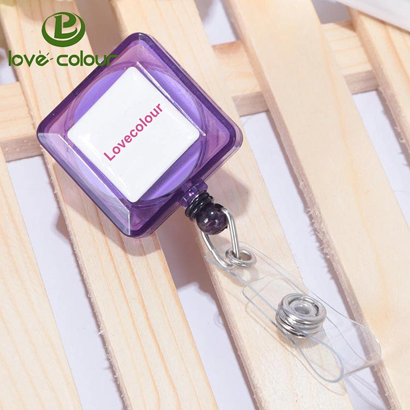 Custom solid transparent color heart shape retractable plastic badge reel
