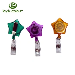 Special design five-pointed star badge reel with vinyl snap hook